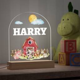 Personalised Farm Animal Led Night Light Lamp, Nursery Boy, Pig Cow Sheep, Birthday Gifts For Boys, Boys Light, Any Name - thumbnail 2