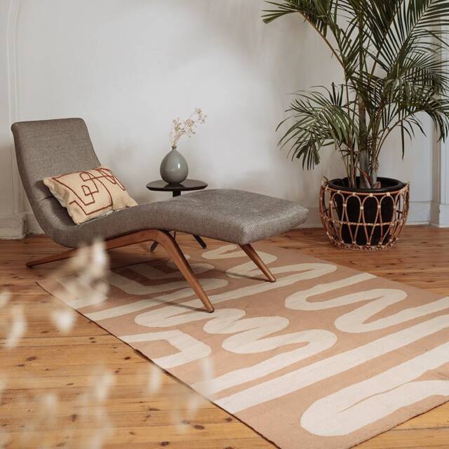 Modern Abstract Living Room Area Rug - Beige Flatwoven Accent Runner Rugs Soft Cotton Contemporary 2x3 5x8 8x10 Low Pile Rug Bedroom - image 1