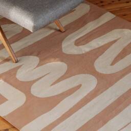 Modern Abstract Living Room Area Rug - Beige Flatwoven Accent Runner Rugs Soft Cotton Contemporary 2x3 5x8 8x10 Low Pile Rug Bedroom - thumbnail 3