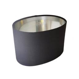 Dark Grey Oval Drum Lampshade, Cotton With A Silver Lining - thumbnail 2