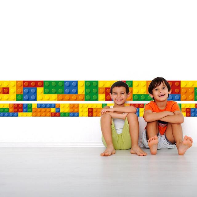 Bricks Border On Wall - Building Blocks Wall Decal Nursery Stickers Kids Skubrickinf - image 1