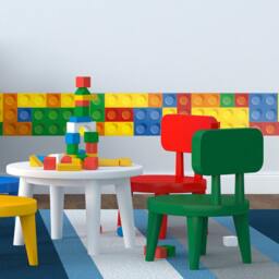 Bricks Border On Wall - Building Blocks Wall Decal Nursery Stickers Kids Skubrickinf - thumbnail 2