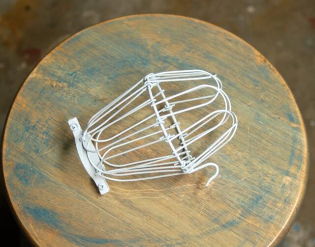White Wire Bulb Cage, Clamp On Lamp Guard, For Vintage Trouble Lights - Top Quality Supplies Your Handmade Lighting, Lamps, Pendants - image 1