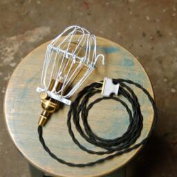 White Wire Bulb Cage, Clamp On Lamp Guard, For Vintage Trouble Lights - Top Quality Supplies Your Handmade Lighting, Lamps, Pendants - thumbnail 3