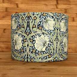 William Morris Lampshade Handmade Pimpernel Floral Green Cotton Drum in 15cm 20cm 30cm 40cm Lamp/Ceiling Uk/Us/Eu Fittings - thumbnail 1