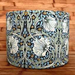 William Morris Lampshade Handmade Pimpernel Floral Green Cotton Drum in 15cm 20cm 30cm 40cm Lamp/Ceiling Uk/Us/Eu Fittings - thumbnail 3