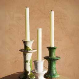 Mid-Season Sale Set Of 3 Moroccan Vintage Tamegroute Mix & Match Candlestick Holders, Handmade Ceramic Glazed Pottery, Splatter Pottery - thumbnail 2