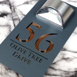 Modern Grey Anthracite Contemporary Mirror Marble Property Number Door Sign Plaque Solar Led Lit Numbers - Bellissima F32 - thumbnail 3