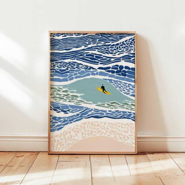 Surfing Poster, Beach Wall Art, Surf Print, Ocean Wave Coastal Decor, Summer Surfer Room Gift Art - image 1