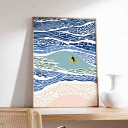 Surfing Poster, Beach Wall Art, Surf Print, Ocean Wave Coastal Decor, Summer Surfer Room Gift Art - thumbnail 2