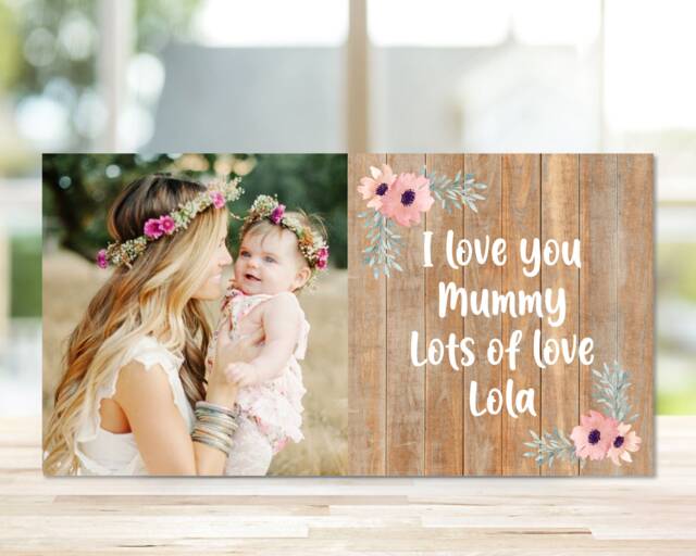 Personalised Mum Gift, Mummy Mothers Day Gift From Daughter, Photo Frame, Block, On Wood, Custom - image 1