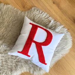 Embroidered Letter Pillow, Personalized Nursery Decor, Punch Needle Pillow - thumbnail 2