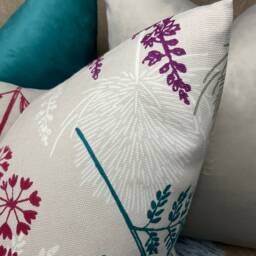 Decorative Pillow, Cushion Cover Made in UK -Designer John Lewis & Partners Fabric, Fern Floral Design - Multicoloured Double Sided - thumbnail 4