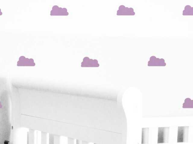 Purple Wall Decals Clouds Lilac Violet Baby Decor Stickers Nursery Girl Sky Pattern Modern & Scandinavian - Sets Of 25 - image 1