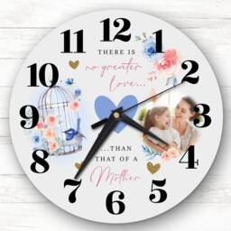 Mother Love Grey Bird Cage Photo Birthday Mother's Day Gift Personalised Clock - thumbnail 1