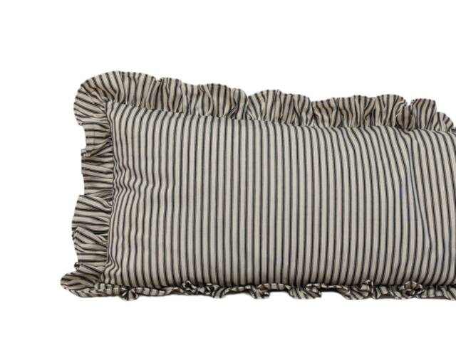 Ian Mankin Ticking Stripe Ruffled Lumbar Cushion Cover - image 1