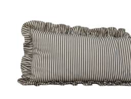 Ian Mankin Ticking Stripe Ruffled Lumbar Cushion Cover - thumbnail 1