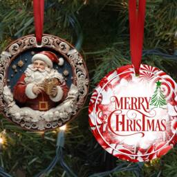 Santa Christmas Ornament Wooden Holiday Tree Bauble - thumbnail 2