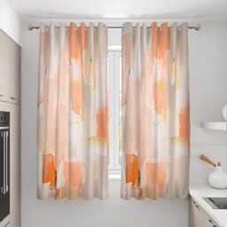 Abstract Orange Curtains, Modern Art Print Drapes in Warm Peach & Terracotta Tones, Made To Measure Window Panels, Custom Eyelet Curtains - thumbnail 2