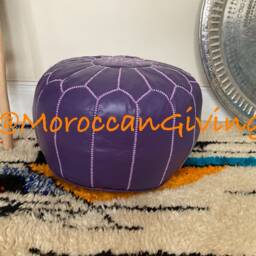 stuffed Moroccan Pouf/Floor Cushions Footstool Berber Pouf Ottoman Leather - thumbnail 2
