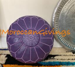 stuffed Moroccan Pouf/Floor Cushions Footstool Berber Pouf Ottoman Leather - thumbnail 1