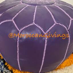 stuffed Moroccan Pouf/Floor Cushions Footstool Berber Pouf Ottoman Leather - thumbnail 3
