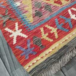 Kilim Rug Multicolour, Handmade Artisan Afghan Turkish Persian Rug, Navajo Moroccan Bohemian Flatweave, Natural Wool Dhurrie 118x77 cm - thumbnail 3