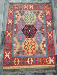 Kilim Rug Multicolour, Handmade Artisan Afghan Turkish Persian Rug, Navajo Moroccan Bohemian Flatweave, Natural Wool Dhurrie 118x77 cm - thumbnail 1