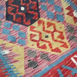 Kilim Rug Multicolour, Handmade Artisan Afghan Turkish Persian Rug, Navajo Moroccan Bohemian Flatweave, Natural Wool Dhurrie 118x77 cm - thumbnail 4
