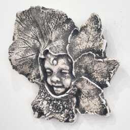 Baby Face Green Man With Ornate Leaves Wall Plaque - thumbnail 2