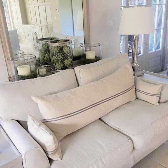 Set Of Bespoke Rustic Proven??al Stripe Grainsack Bench Cushions - image 1