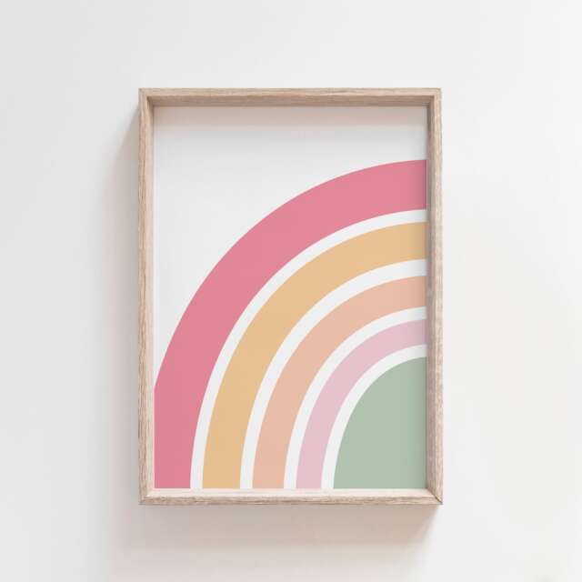 Pastel Rainbow Print, Girls Nursery Bedroom Kids Wall Art, Playroom Prints, Decor - image 1