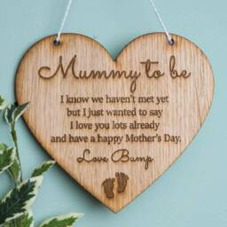 Mum To Be Mother's Day Gift, Gift From Bump, Mummy Hanging Keepsake Sign - thumbnail 3