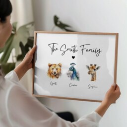 Personalised Animal Family Print Framed, Sign, Name Gift, Personalities, Gifts, Favorite Animal, New Home - thumbnail 3