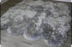 Huge Sheepskin Rug . 8 Skin Silver Grey, , Light Grey Luxury Rug, Genuine Sofa Cover, Bed Cover , Large
