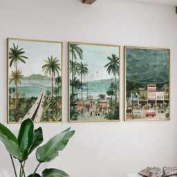 Penang Malaysia Poster Set Of 3, Vintage Travel Illustration Wall Art, Tropical City Prints, Retro Style - thumbnail 3