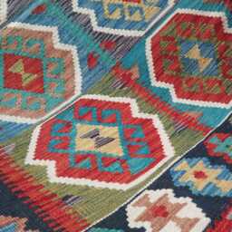 Multicolour Kilim Rug, Handmade Artisan Afghan Turkish Persian Navajo Scandinavian Bohemian Flatweave Natural Wool Rug 157x104 cm - thumbnail 4