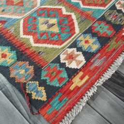 Multicolour Kilim Rug, Handmade Artisan Afghan Turkish Persian Navajo Scandinavian Bohemian Flatweave Natural Wool Rug 157x104 cm - thumbnail 3
