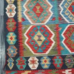 Multicolour Kilim Rug, Handmade Artisan Afghan Turkish Persian Navajo Scandinavian Bohemian Flatweave Natural Wool Rug 157x104 cm - thumbnail 2