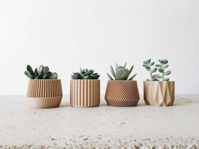 Set Of 4 Small Wooden Indoor Planters - Original Planter Gift - image 1