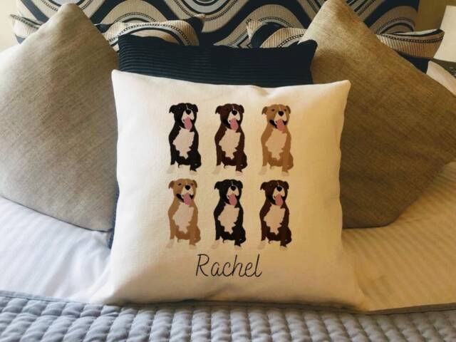 Personalised Staffordshire Bull Terrier Dog Country Canvas Cushion - Custom Owner, Lover Linen Puppy With Inner Filler - image 1