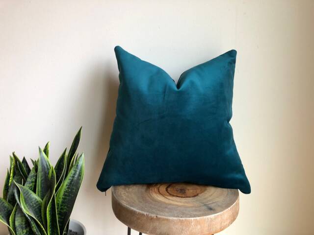 Designer Fabric Peacock Teal Blue Velvet Lux Textured Pillow Cover Euro Sham 16 18 20 22 24 26 Nursery Extra Long Lumbar Christmas - image 1