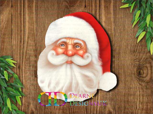 Jolly Santa Face Christmas Sign, Santa Shape Sign, Santa Wreath Smiling - image 1