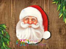 Jolly Santa Face Christmas Sign, Santa Shape Sign, Santa Wreath Smiling - thumbnail 1