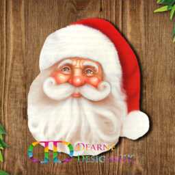 Jolly Santa Face Christmas Sign, Santa Shape Sign, Santa Wreath Smiling - thumbnail 2