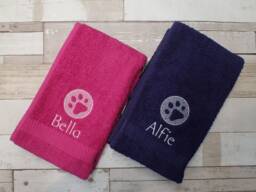Personalized Embroidered Dog Towel Custom Paw Print Pet Gift