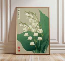 Japanese Lily Of The Valley Wall Art Print, Botanical Flower Poster, Asian Style Floral Illustration, Nature Inspired Home Decor - thumbnail 1