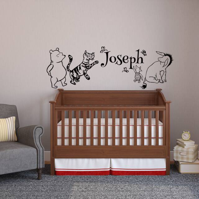Personalized Baby Name Wall Decal Classic Pooh Nursery Decor, Custom Sticker P55 - image 1