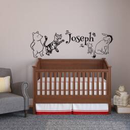 Personalized Baby Name Wall Decal Classic Pooh Nursery Decor, Custom Sticker P55 - thumbnail 1