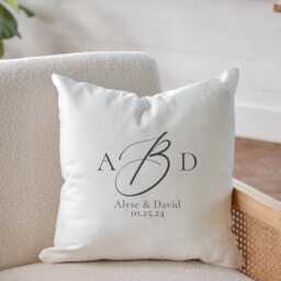 Personalized Monogram Pillow Cover, Wedding Anniversary Gift Ideas, Neutral Home Decor, Custom Bedding - thumbnail 2